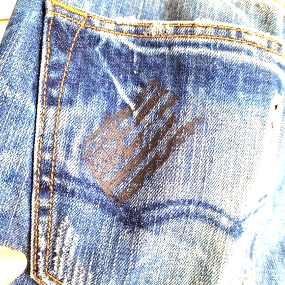 American Eagle Oilutfiters Made to Last Distressed Hand Painted Jeans Size 31 - Picture 10 of 13